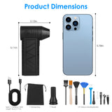 1Pc Compressed Air Duster With LED Light Up To 150000RPM Speed For PC Keyboard Cleaning High Speed Rechargeable Cordless Air Blower With 4 Speeds For Home Car Outdoor