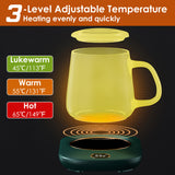3 Color Options -- 1Pc Electric Coffee Mug Warmer For Desk Auto Shut Off USB Tea Milk Beverage Cup Heater Heating Plate For Office Home 3 Temperature Setting