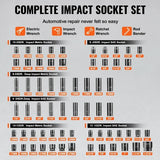 VEVOR Impact Sockets Set 130PCS 6-Point  Drive Bit Ratchet Tool Kit